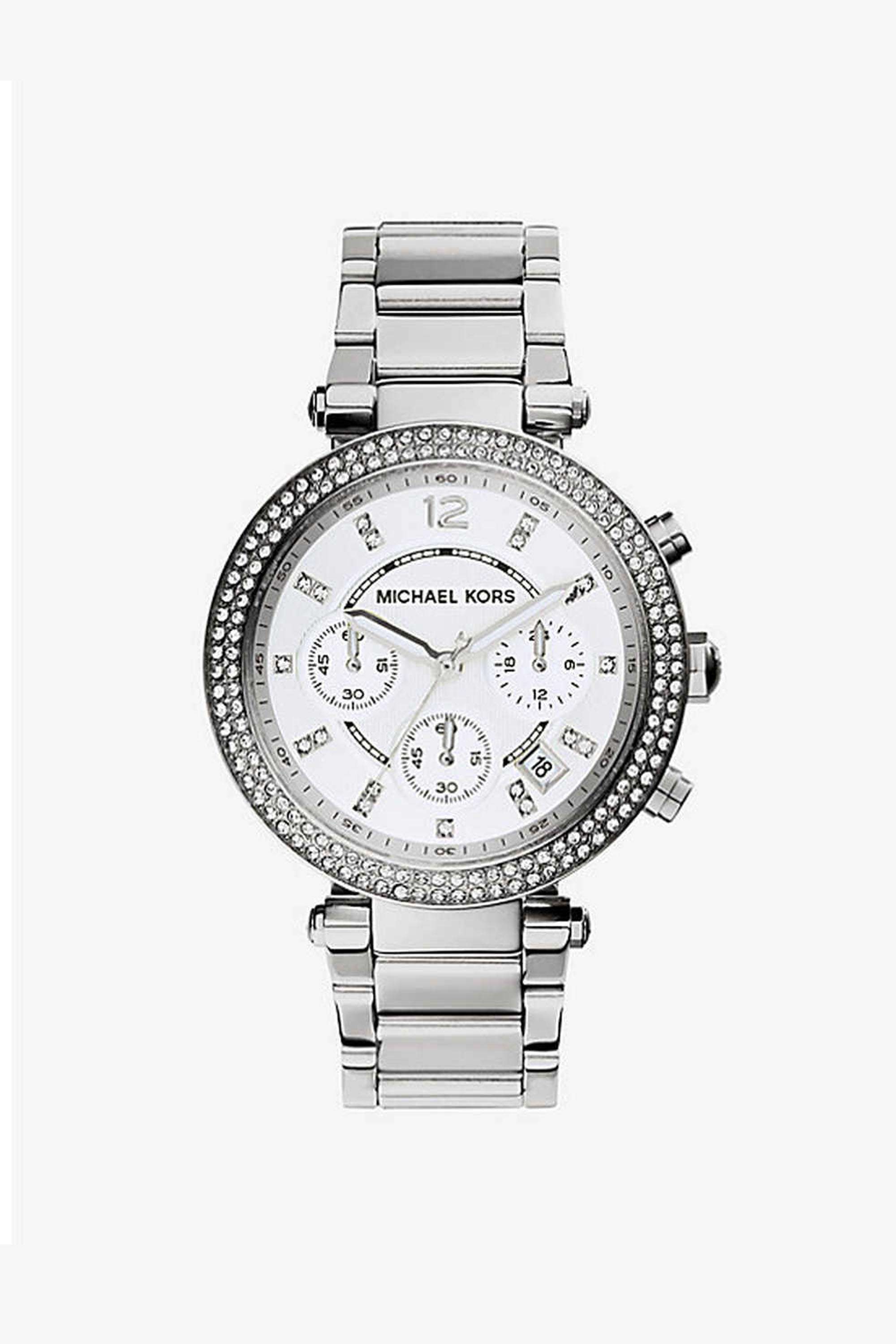 Parker-Women-s-39-mm-Chronograph-Quartz-Watch---Silver-Dial-with-Silver-Stainless-Steel-Strap-(MK5353)
