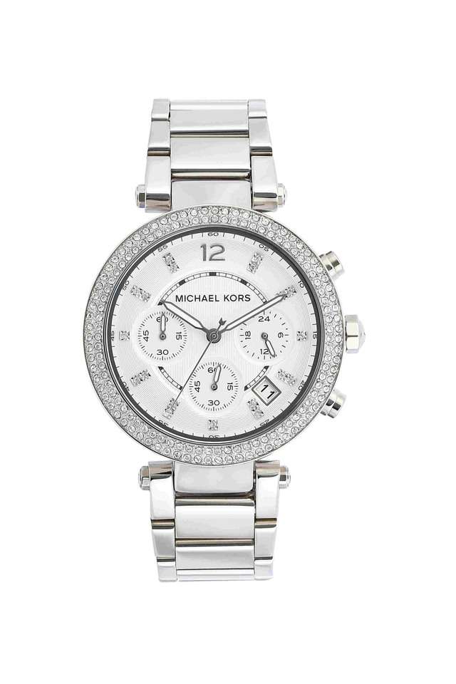 Parker-39-mm-Silver-Dial-Stainless-Steel-Chronograph-Wrist-Watch-for-Women---MK5353