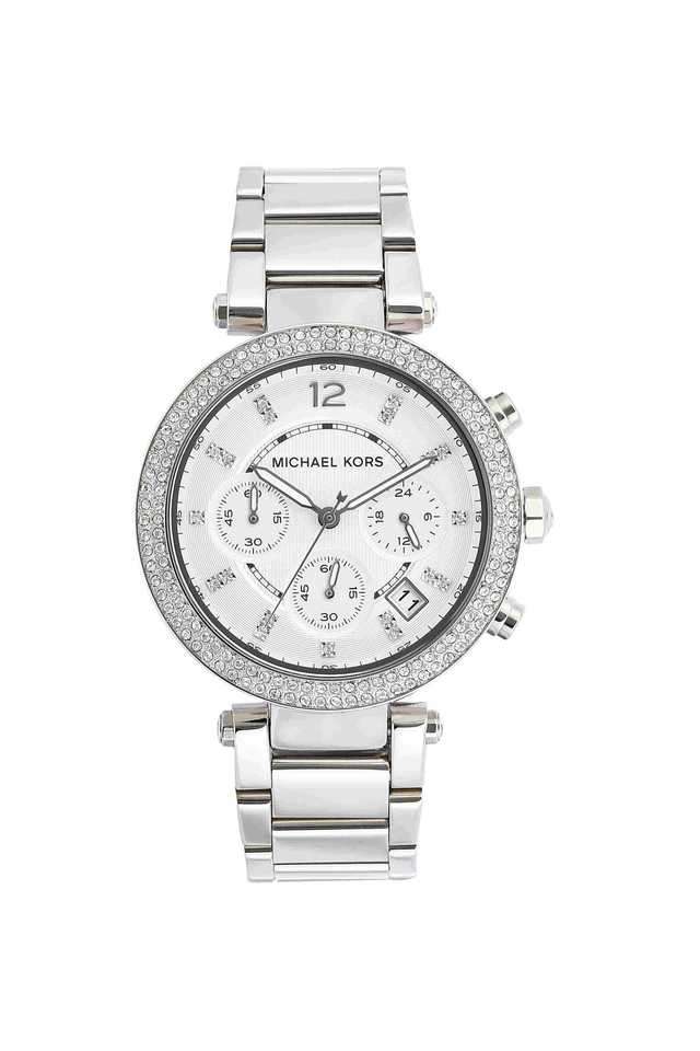 Parker-39-mm-Silver-Dial-Stainless-Steel-Chronograph-Wrist-Watch-for-Women---MK5353