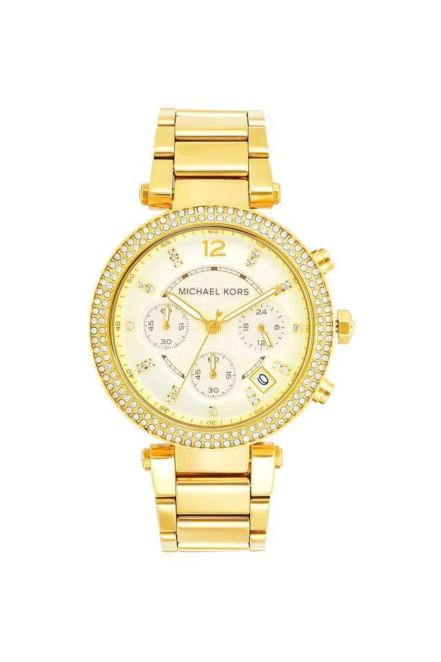 Womens-Parker-Gold-Dial-Stainless-Steel-Chronograph-Watch---MK5354