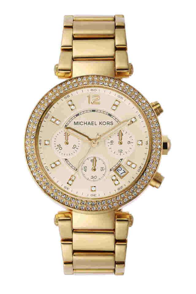 Parker-12-mm-Gold-Dial-Stainless-Steel-Chronograph-Watch-for-Women---MK5354