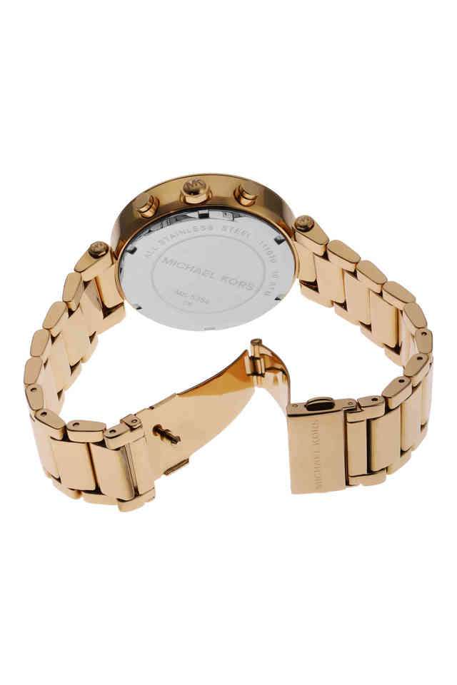 Parker-12-mm-Gold-Dial-Stainless-Steel-Chronograph-Watch-for-Women---MK5354