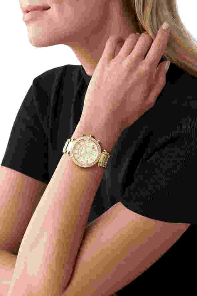 Parker 12 mm Gold Dial Stainless Steel Chronograph Watch for Women MK5354