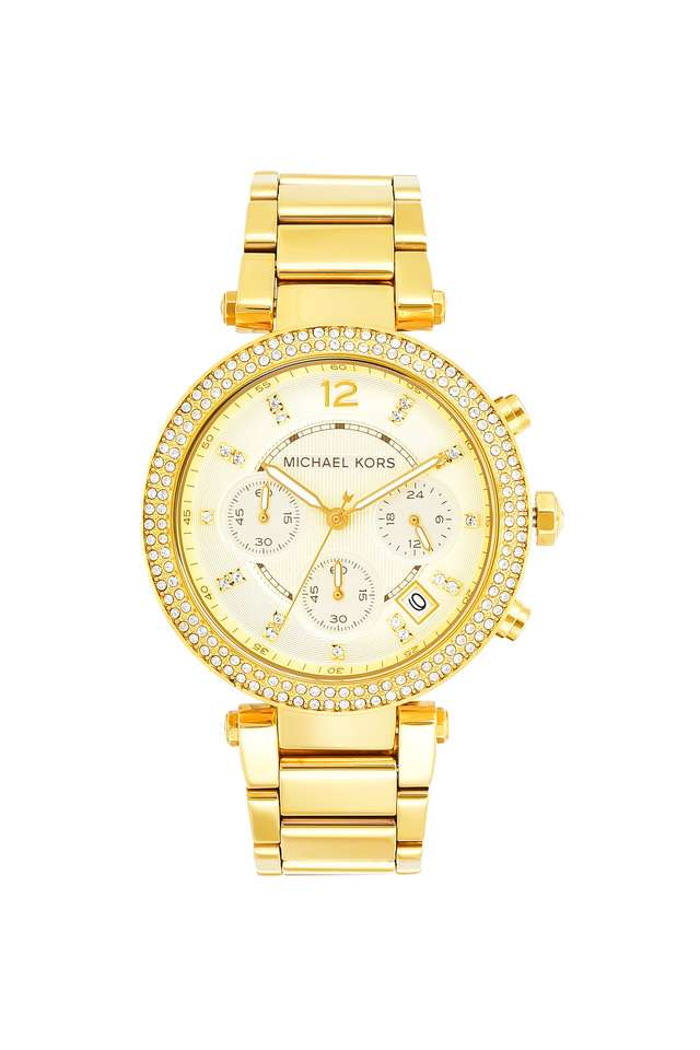Womens-Parker-Gold-Dial-Stainless-Steel-Chronograph-Watch---MK5354