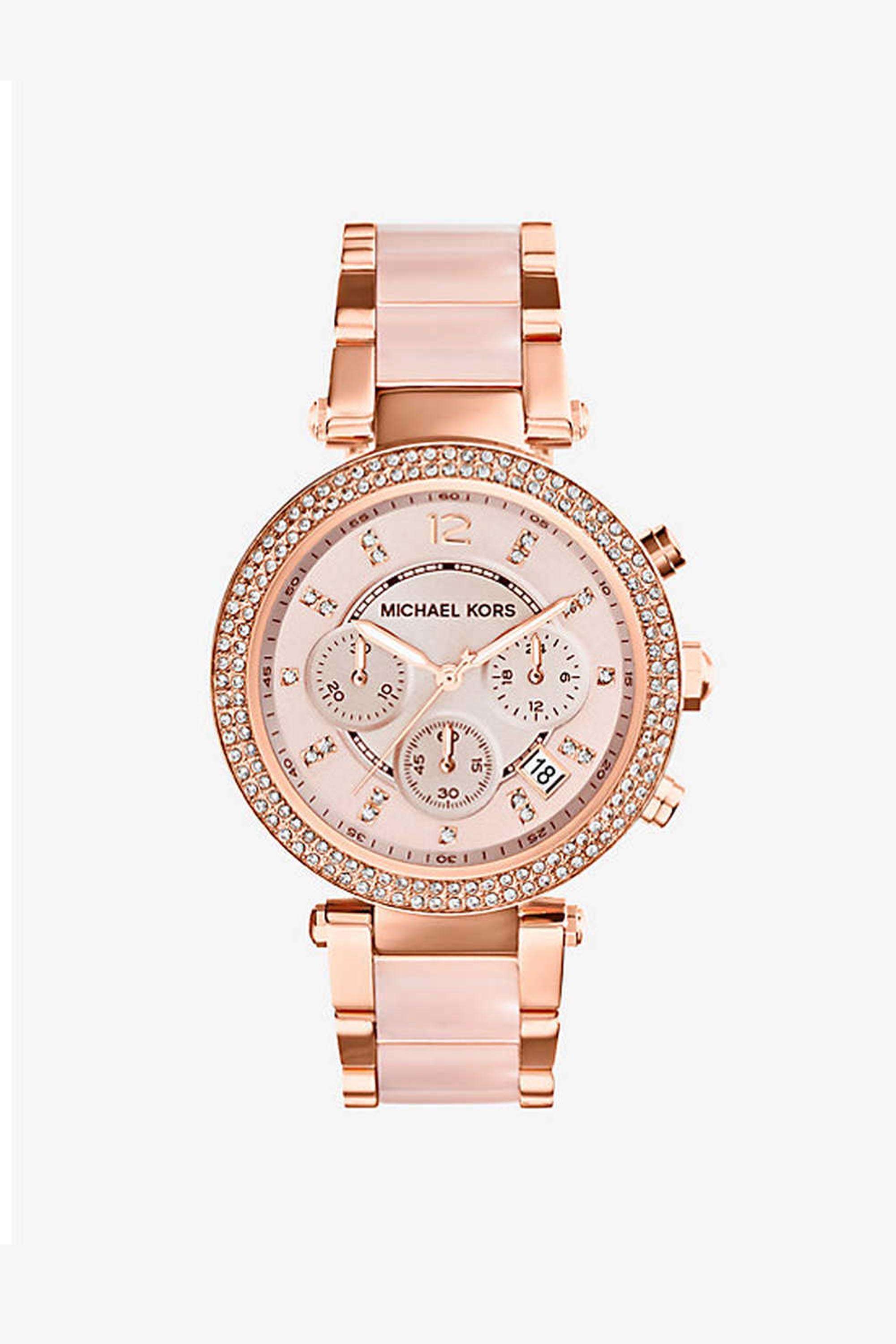 Parker-Women-s-39-mm-Chronograph-Quartz-Watch---Rose-Gold-Dial-with-Rose-Gold-Stainless-Steel-Strap-(MK5896)