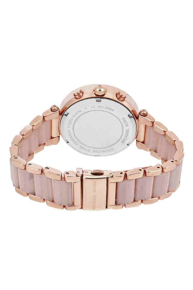 Parker-11-mm-Rose-Gold-Dial-Stainless-Steel-Chronograph-Watch-for-Women---MK5896