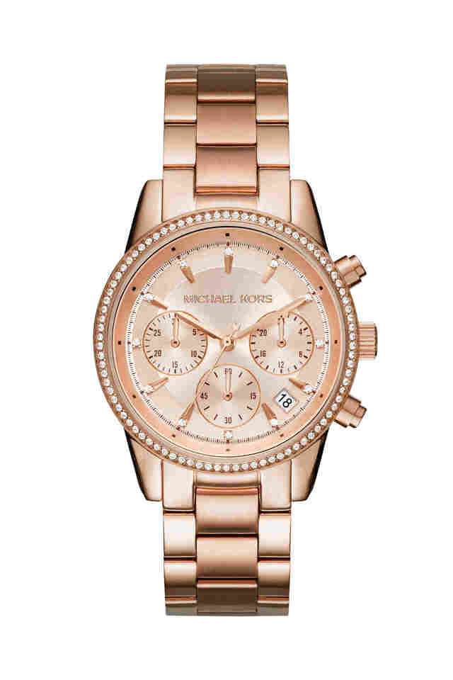 Bryant-11-mm-Rose-Gold-Dial-Stainless-Steel-Chronograph-Watch-for-Women---MK6357