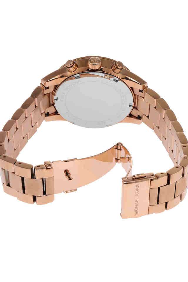 Bryant-37-mm-Rose-Gold-Dial-Stainless-Steel-Chronograph-Watch-For-Women---MK6357