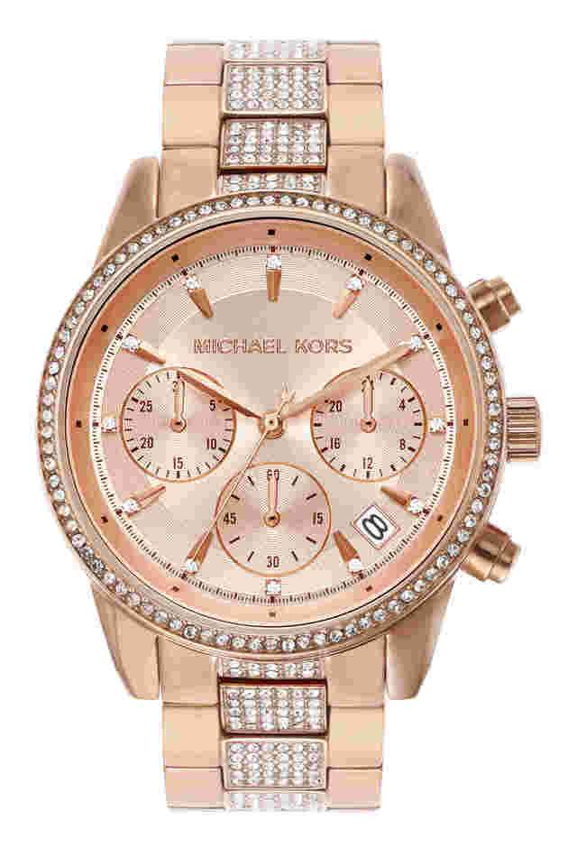 Bryant-11-mm-Rose-Gold-Dial-Stainless-Steel-Chronograph-Watch-for-Women---MK6485