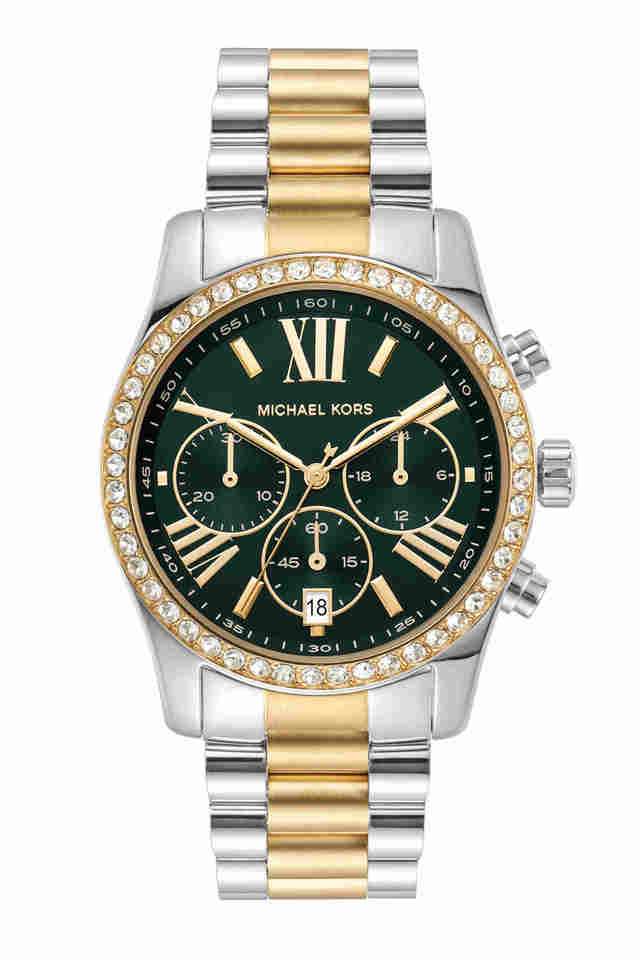 Mens-38-mm-Lexington-Green-Dial-Stainless-Steel-Chronograph-Watch---MK7303