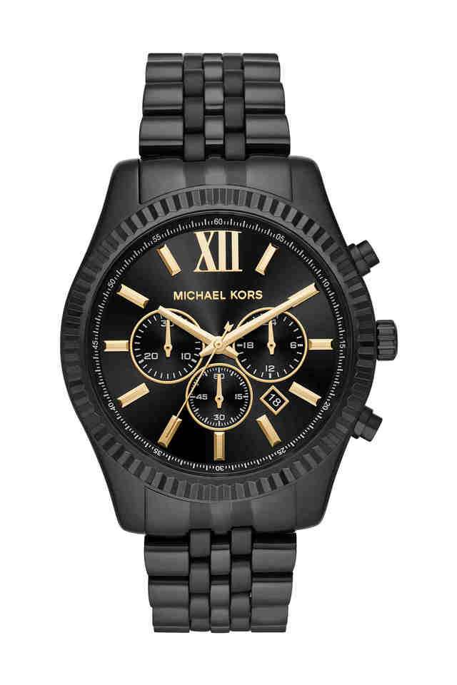 Lexington-44-mm-Black-Dial-Stainless-Steel-Chronograph-Watch-For-Men---MK8603