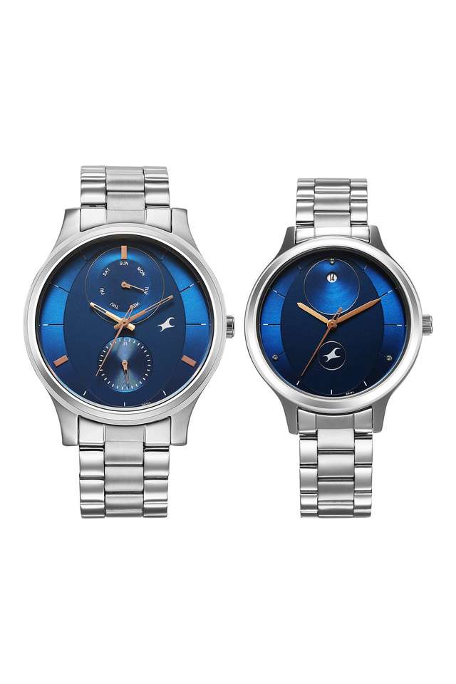 Mixmatched-4.0-Quartz-52.5-mm-Blue-Dial-Stainless-Steel-Analogue-Couple-Wrist-Watch---32406285SM01