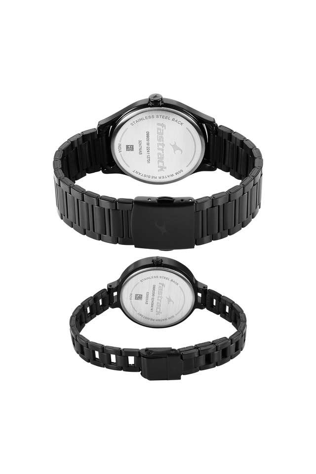 Mixmatched-4.0-Quartz-52.5-mm-Black-Dial-Stainless-Steel-Analogue-Couple-Wrist-Watch---32476265NM01