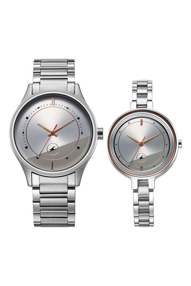 Mixmatched-4.0-Quartz-52.5-mm-Silver-Dial-Stainless-Steel-Analogue-Couple-Wrist-Watch---32476265SM01