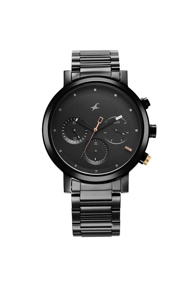 Tik-Tock-4-49.7-mm-Black-Dial-Stainless-Steel-Strap-Analogue-Watch-For-Men---3287KM06