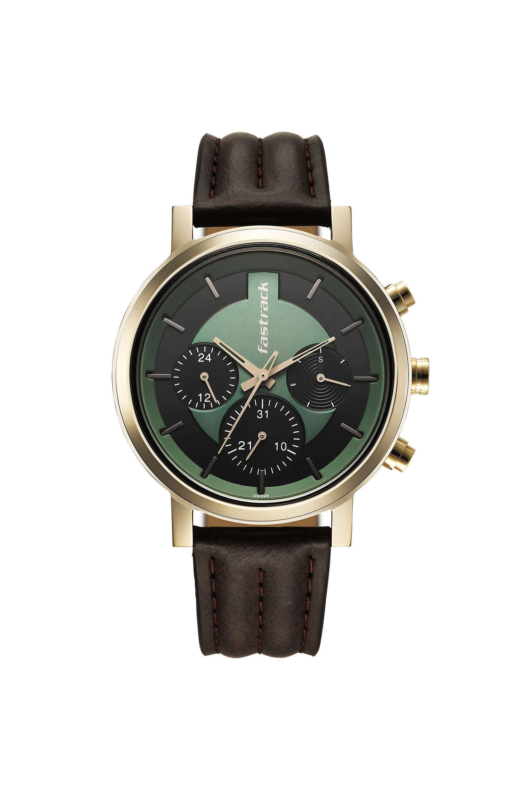 Chrome-K-47.2-mm-Green-Dial-Leather-Analogue-Watch-For-Boys---3287QL02