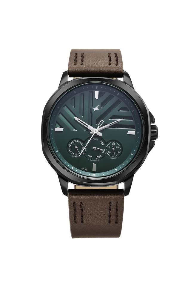 Fleek-II-50.6-mm-Green-Leather-Analogue-Watch-For-Men---3303NL01