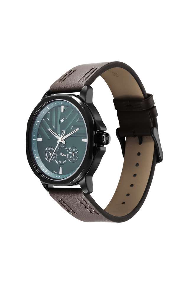 Fleek-II-50.6-mm-Green-Leather-Analogue-Watch-For-Men---3303NL01
