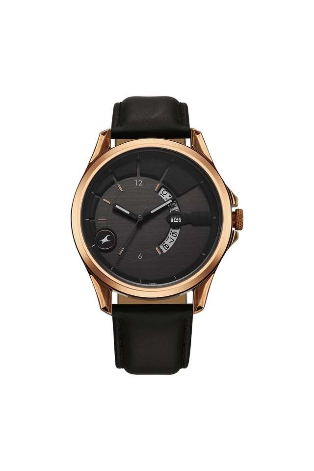 Groove-51.4-mm-Grey-Dial-Leather-Analogue-Wrist-Watch-for-Men---3323QL02