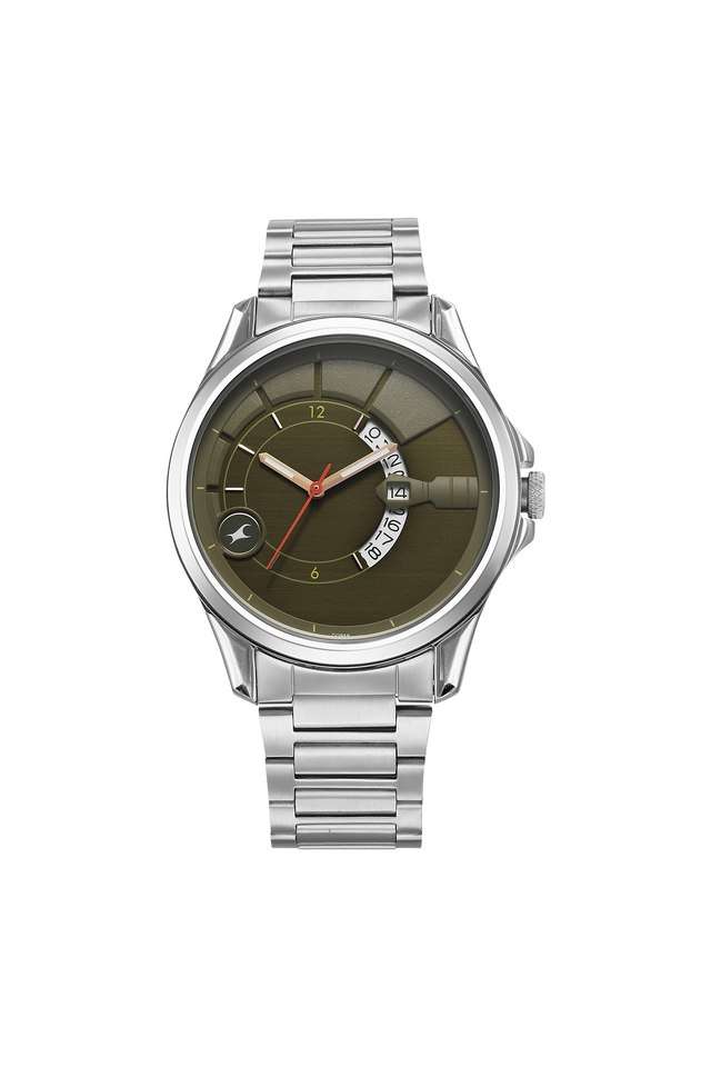 Groove-51.4-mm-Green-Dial-Stainless-Steel-Analogue-Wrist-Watch-for-Men---3323SM01