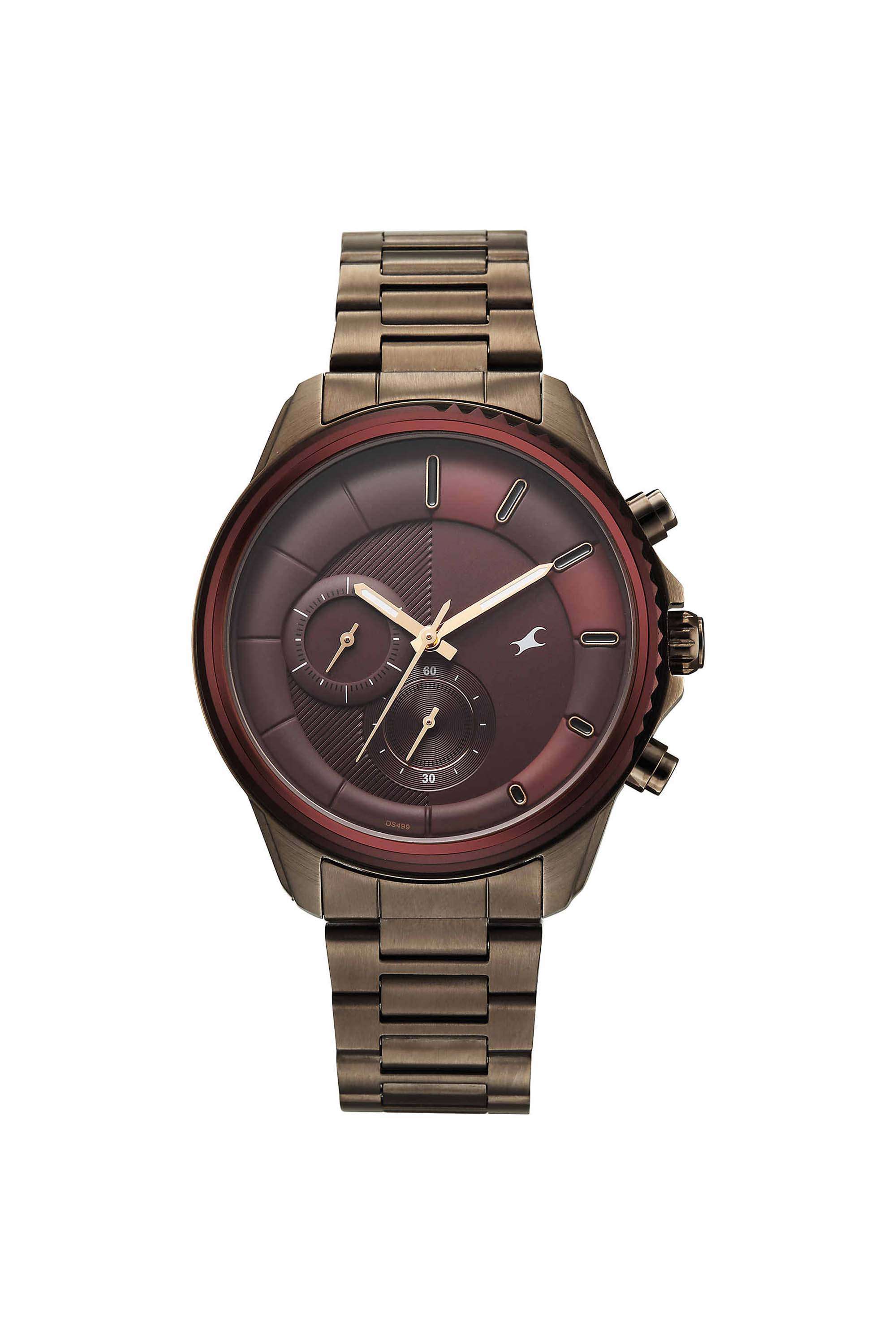 Wild-49.9-mm-Red-Dial-Stainless-Steel-Analogue-Watch-For-Boys---3337KM02