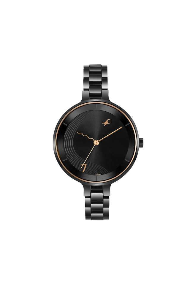 Leather Strap Fastrack Black Metal Watches For Womens Fastrack