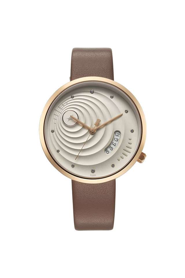 Groove-38.7-mm-Grey-Dial-Leather-Analogue-Wrist-Watch-for-Women---6314WL01