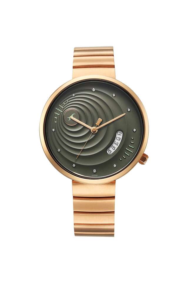 Groove-38.7-mm-Green-Dial-Stainless-Steel-Analogue-Wrist-Watch-for-Women---6314WM01