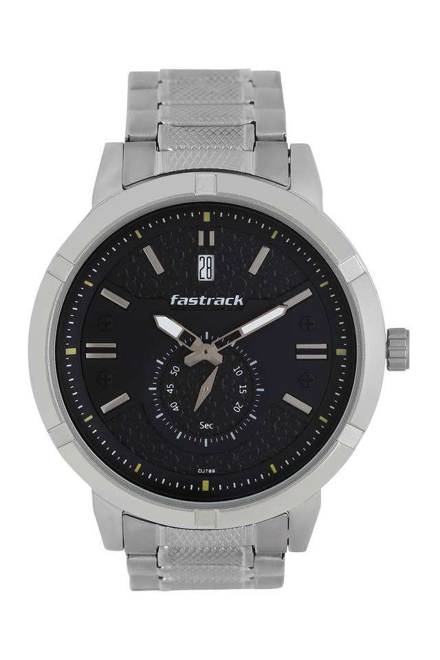 Mens-Black-Dial-Metallic-Analogue-Watch---3219SM01