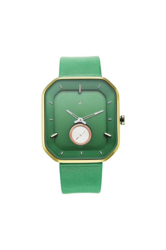 Mens-40-mm-After-Dark-Green-Dial-Leather-Analog-Watch---3272QL01