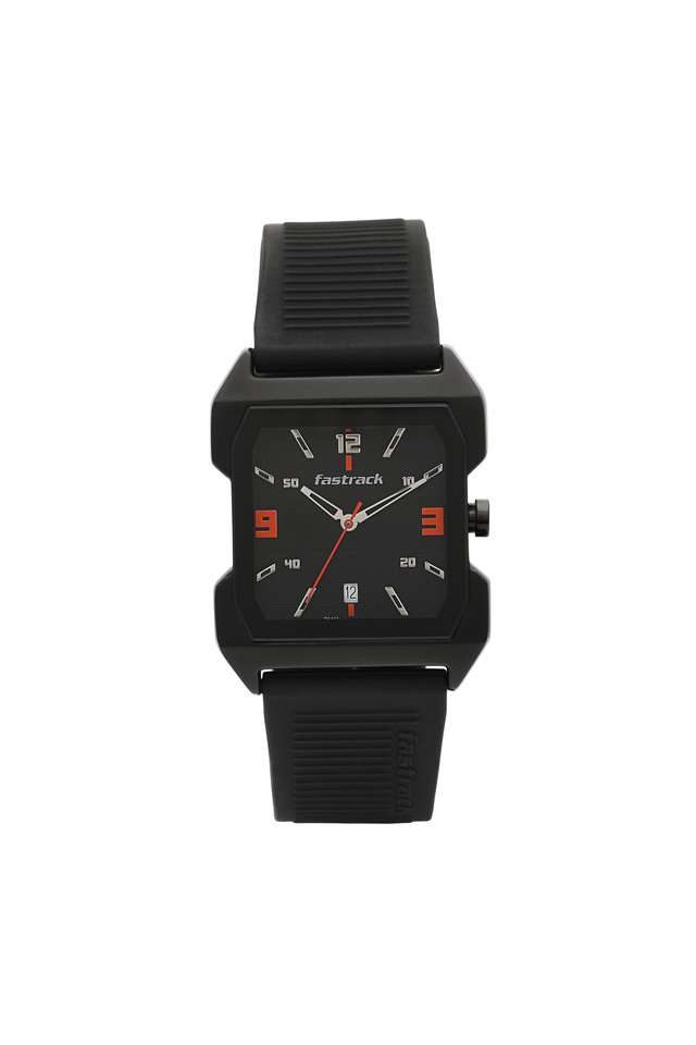 Mens-Black-Dial-PU-Analogue-Watch---1474NP01