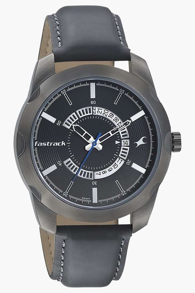 Mens-Black-Dial-Leather-Strap-Watch---3123QL01