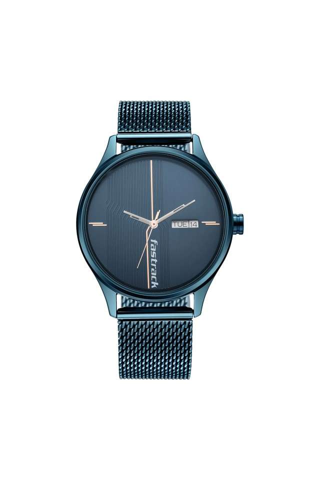 Mens-40.70-x-48.30-x-8.47-mm-Style-Up-1.0-Blue-Dial-Stainless-Steel-Analog-Watch