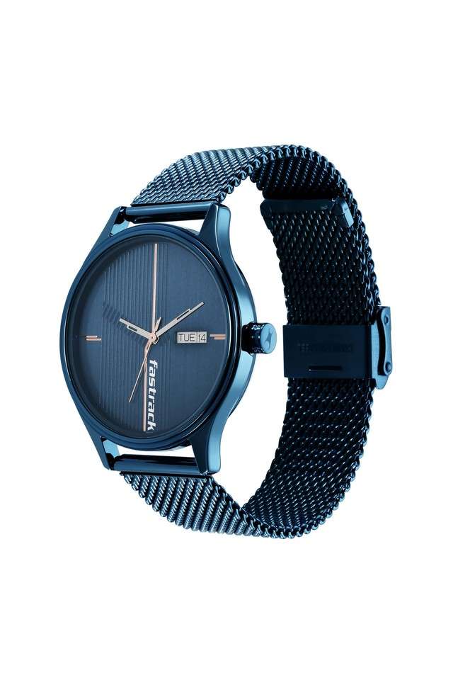 Mens-40.70-x-48.30-x-8.47-mm-Style-Up-1.0-Blue-Dial-Stainless-Steel-Analog-Watch
