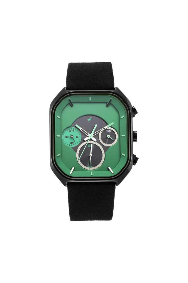 Mens-38-mm-After-Dark-Green-Dial-Suede-Leather-Analog-Watch---3270NL01