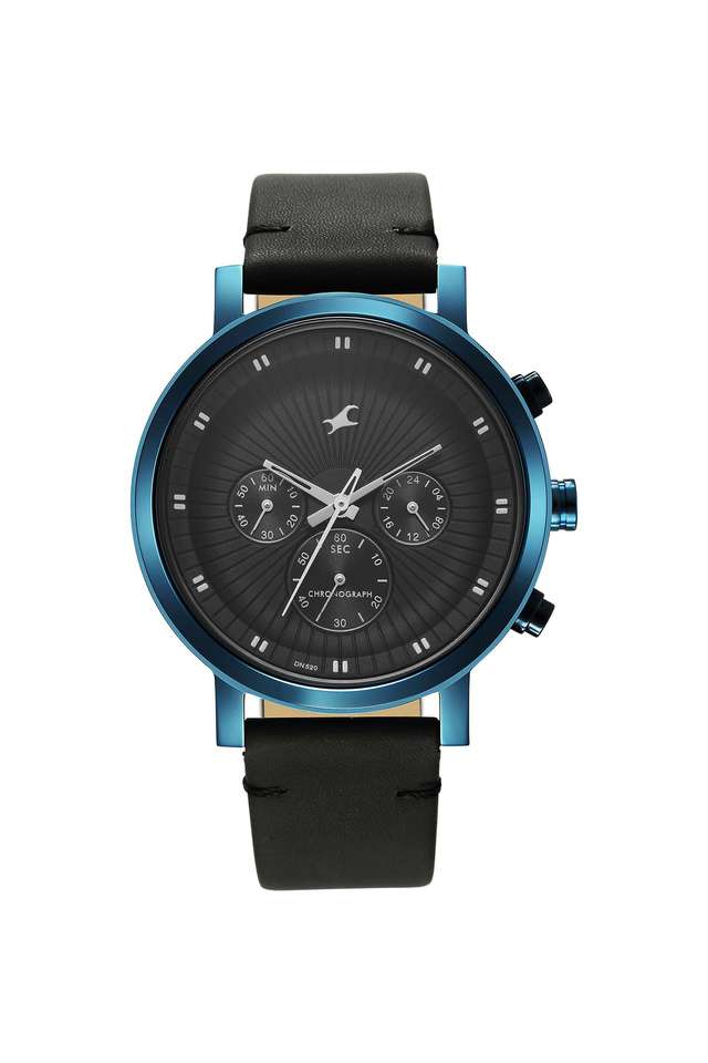 Kronos-43-x-49.7-x-10-mm-Black-Dial-Leather-Chronograph-Watch-For-Men---3287QL01