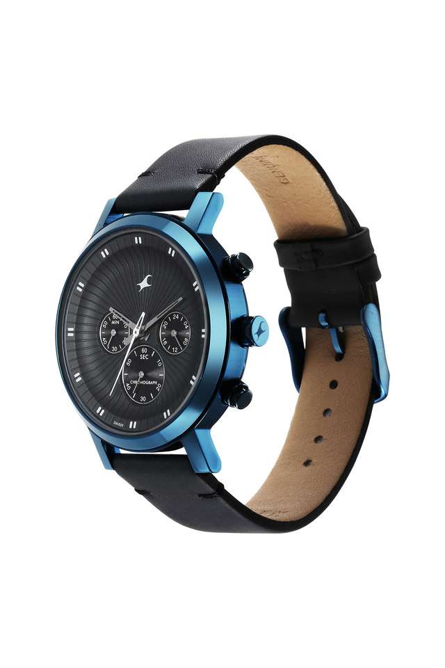 Kronos-43-x-49.7-x-10-mm-Black-Dial-Leather-Chronograph-Watch-For-Men---3287QL01