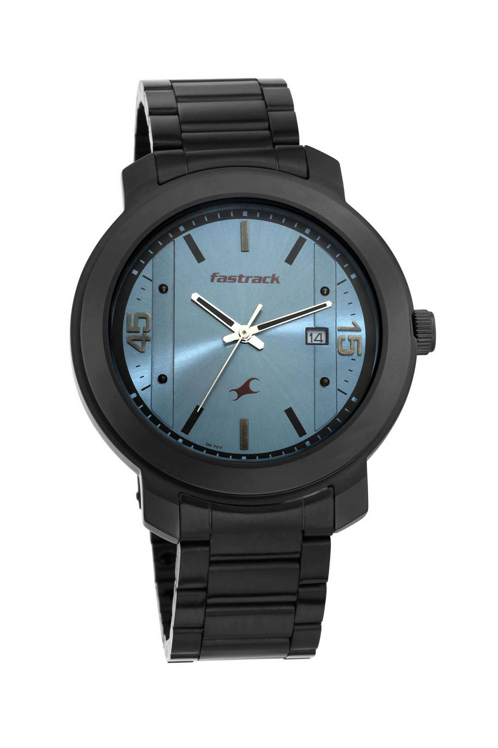 Bare-Basics-45-mm-Analogue-Quartz-Watch-For-Men-s---Blue-Dial-with-Black-Stainless-Steel-Strap-(NT3246NM01)