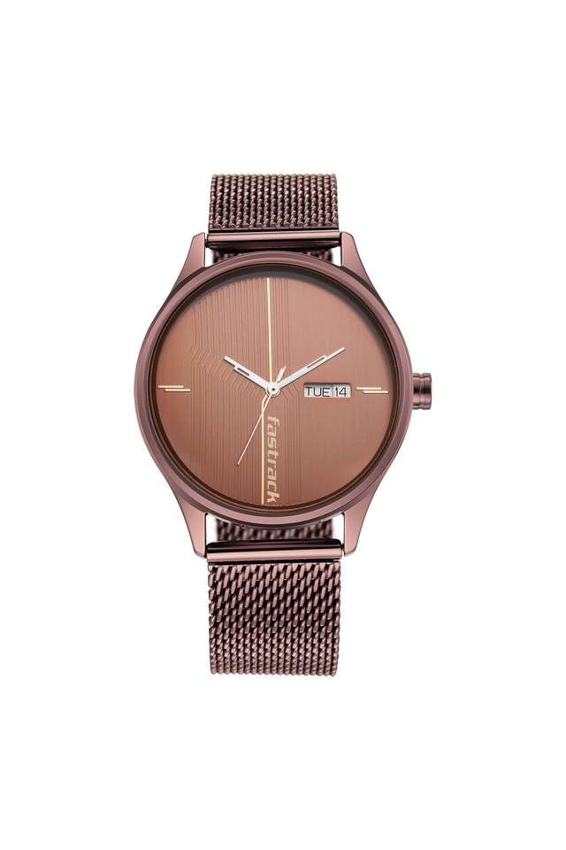 Mens-40.70-x-48.30-x-8.47-mm-Style-Up-1.0-Brown-Dial-Stainless-Steel-Analog-Watch