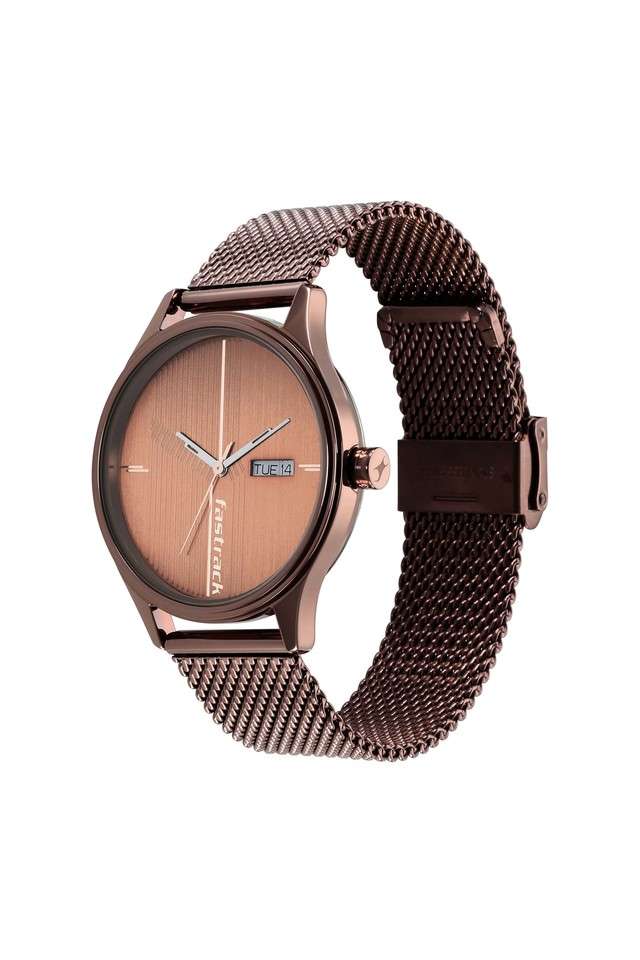 Mens-40.70-x-48.30-x-8.47-mm-Style-Up-1.0-Brown-Dial-Stainless-Steel-Analog-Watch