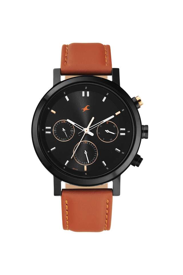 Tick-Tock-3.0-43-x-49.7-x-10-mm-Black-Dial-Leather-Analogue-Watch-For-Men---3287KL01