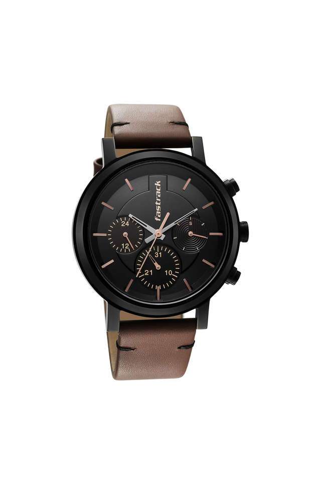 Black-Dial-Leather-Strap-Analogue-Watch-for-Men