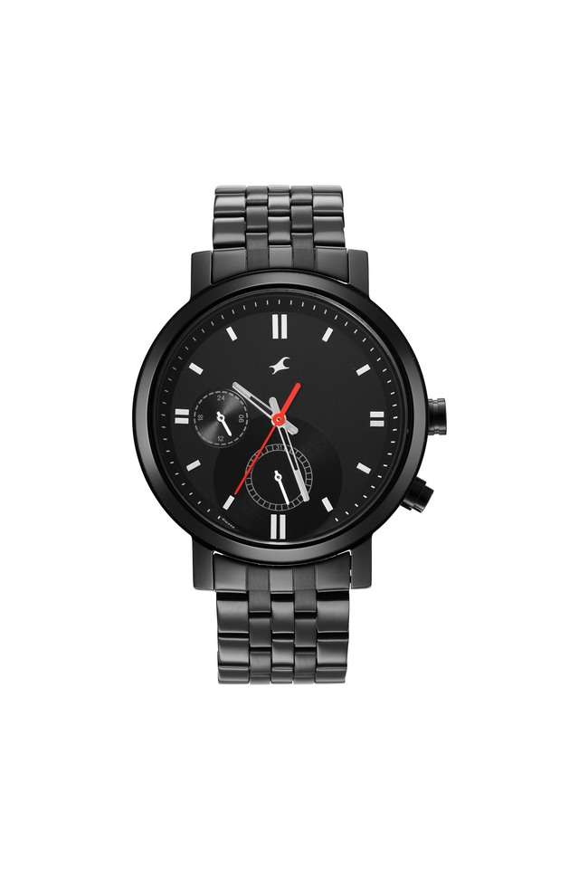 Mens-43-mm-Tick-Tock-1.0-Black-Dial-Sheet-Metal-Analog-Watch---3287NM01