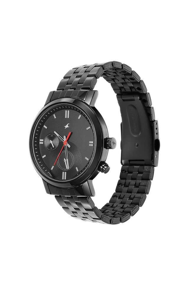 Mens-43-mm-Tick-Tock-1.0-Black-Dial-Sheet-Metal-Analog-Watch---3287NM01