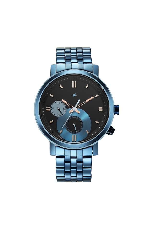 Mens-43-mm-Tick-Tock-1.0-Black-Dial-Sheet-Metal-Analog-Watch---3287QM02