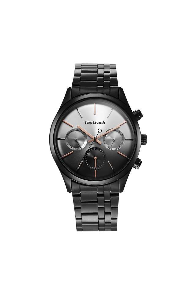Mens-42.5-x-49.7-x-11.15-Opulence-Black-Dial-Stainless-Steel-Band-Analog-Watch---3288NM01
