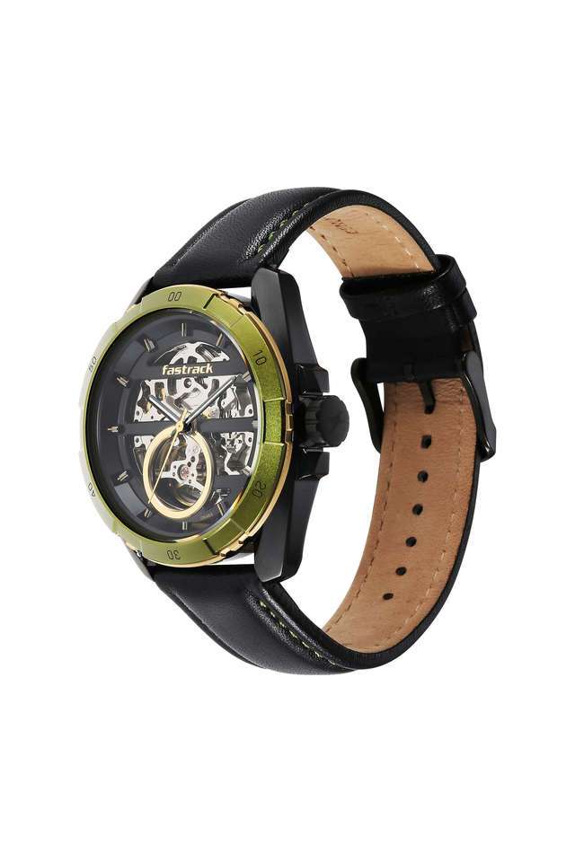 Automatics-45.5-mm-Black-Dial-Leather-Analogue-Watch-For-Men---3297KL01