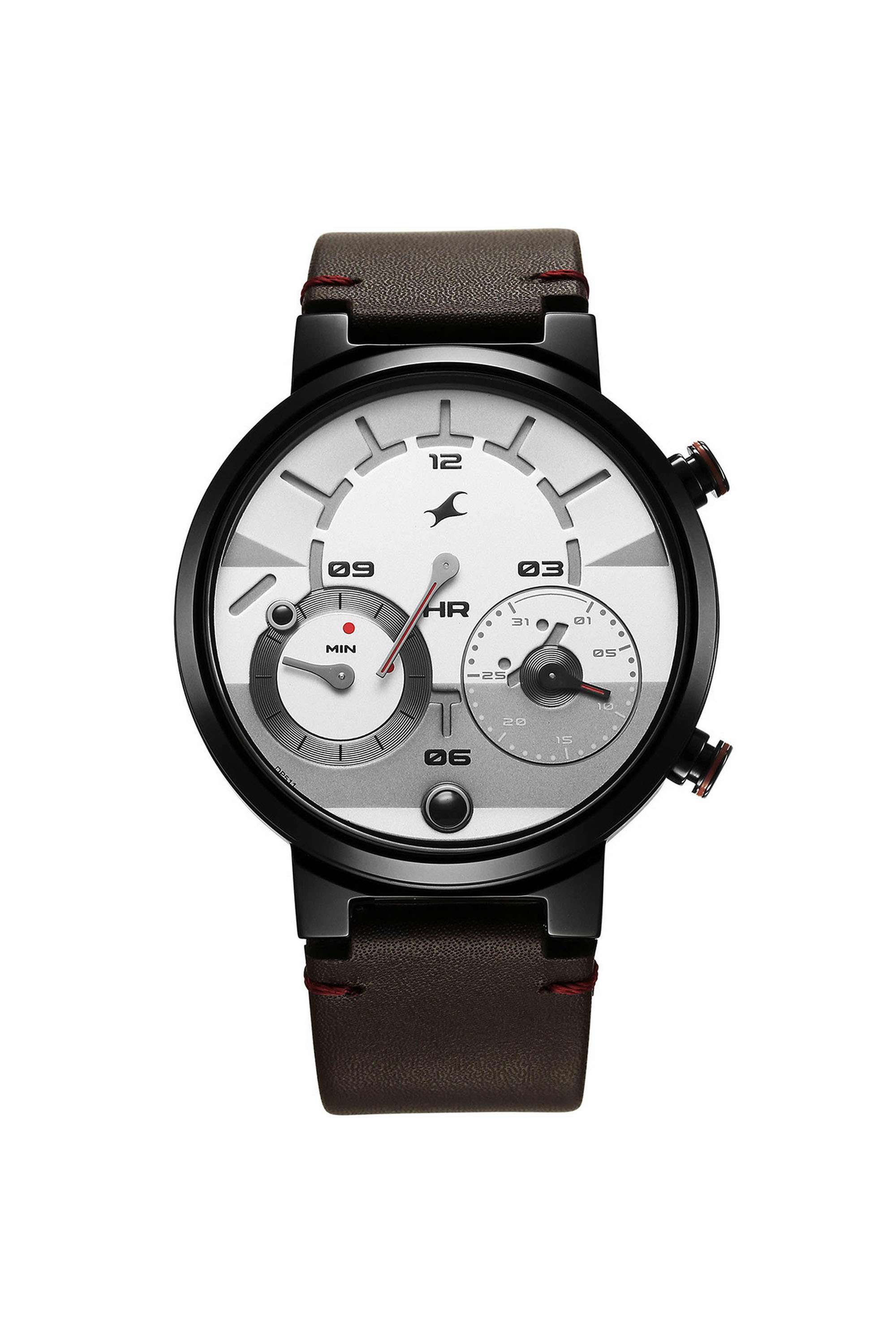 Gambit-51.9-mm-Analogue-Micromotor-Watch-For-Men-s---White-Dial-with-Brown-Leather-Strap-(NT3309NL01)