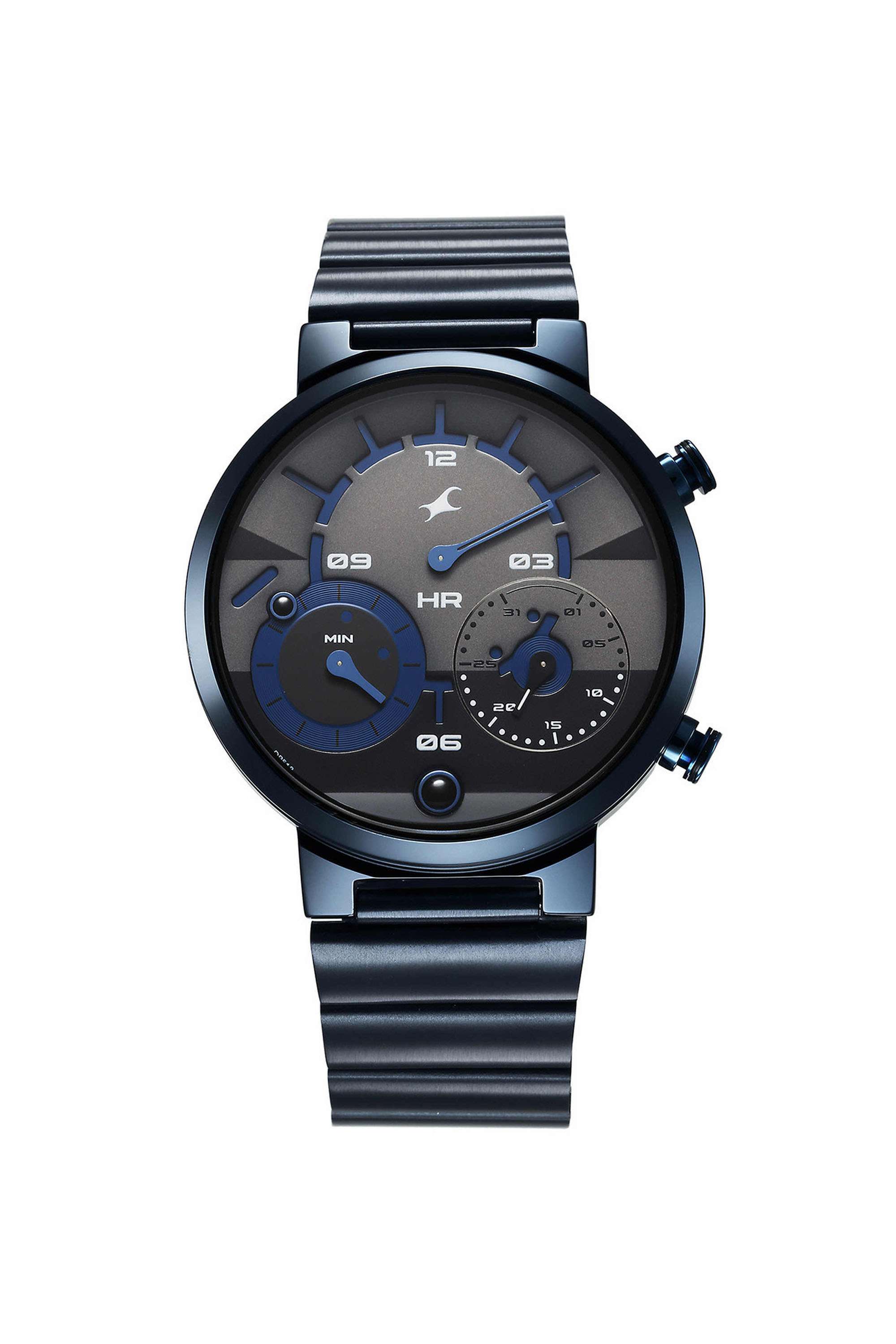 Gambit-51.9-mm-Analogue-Micromotor-Watch-For-Men-s---Grey-Dial-with-Blue-Stainless-Steel-Strap-(NT3309QM01)