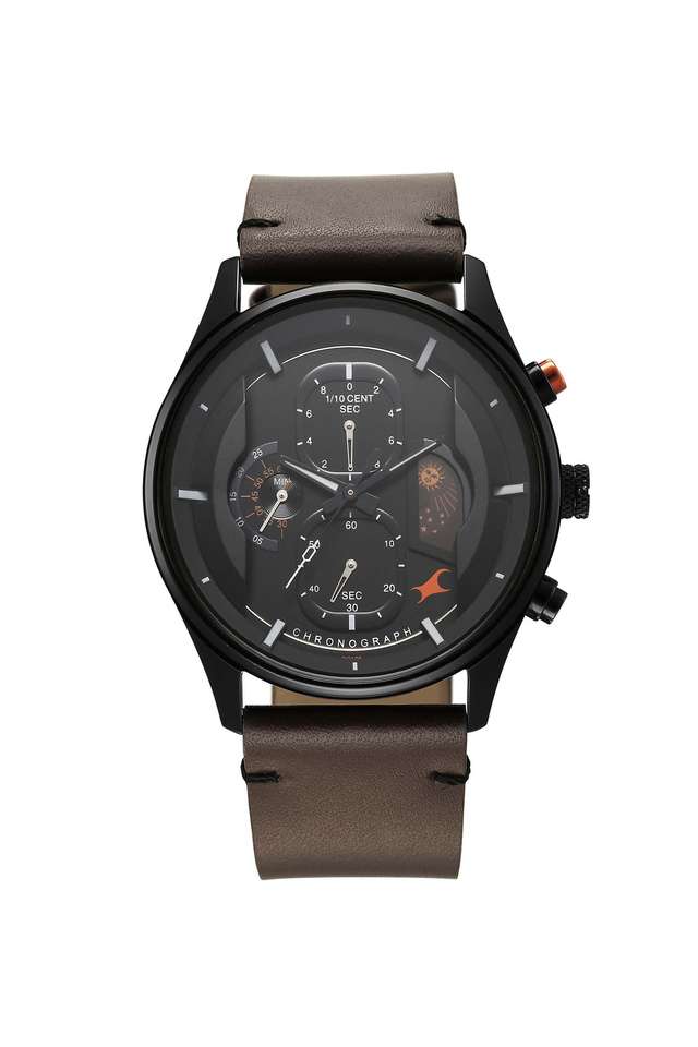 Opulence-2.0-Quartz-51.8-mm-Black-Dial-Leather-Analogue-Wrist-Watch-Watch-for-Men---3305KL03